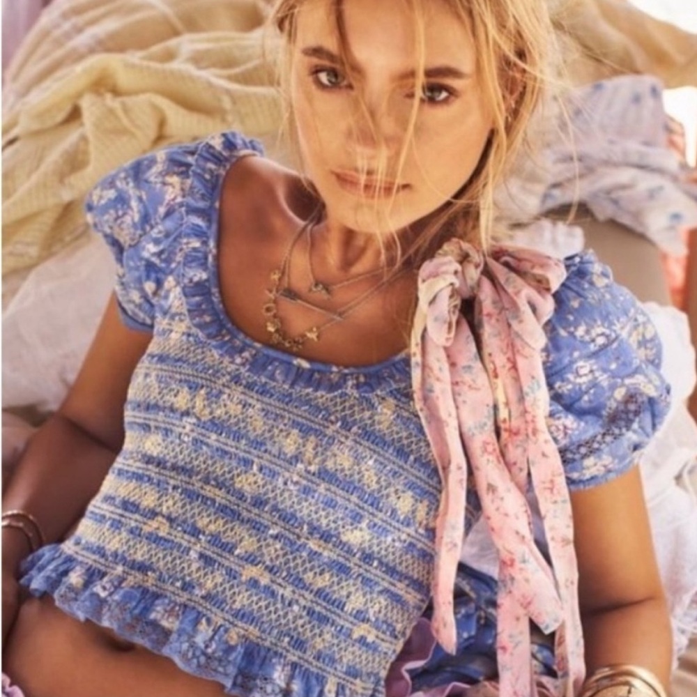 LOVESHACKFANCY Smocked Top and Skirt Set